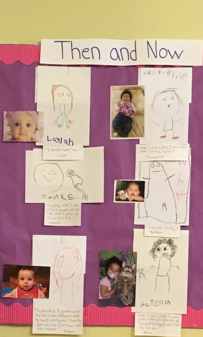 Escalara Head Start students used baby photos for their Then and Now project.
