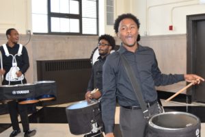 Student drummers performed at the NYPD Community center opening ribbon cutting in east new york