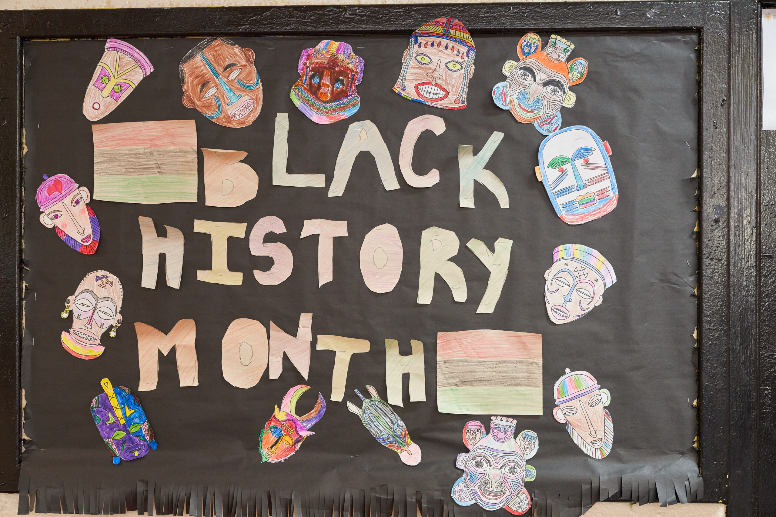 Black History Month Bulletin board at Ocean Bay community Cornerstone