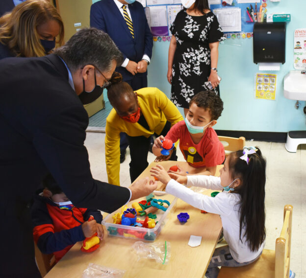 HHS Secretary Becerra, NYC DOE Chancellor Porter, and NYC First Lady McCray Visit our Corona Early Childhood Education Center