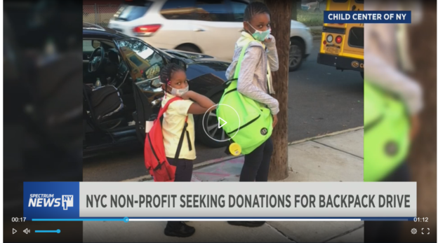 Child Center backpack drive on NY1