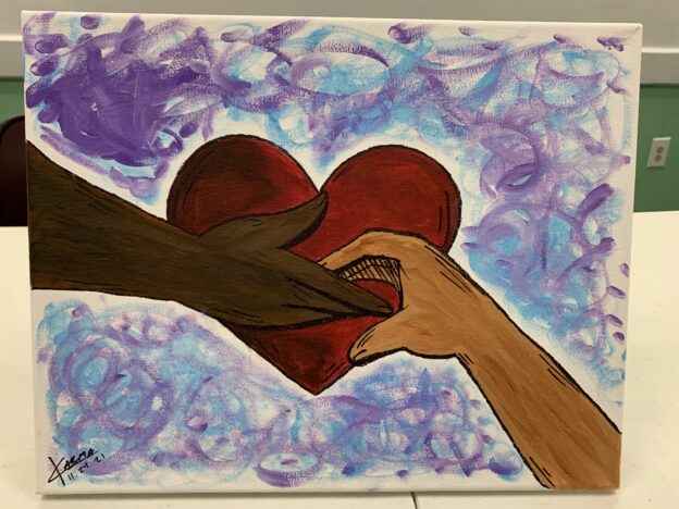 Painting by Ciel, at the Child Center Residential Treatment Facility, for the 2022 Dr. Martin Luther King, Jr. Student Art & Essay Exhibition