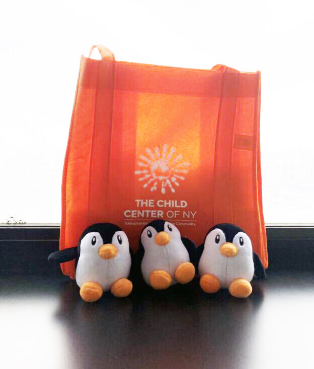 Plushie penguins donated to The Child Center of NY