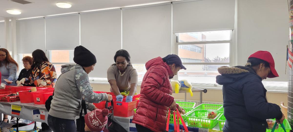 Food drive at P.S. 156 Waverly School of the Arts in Brownsville, Brooklyn