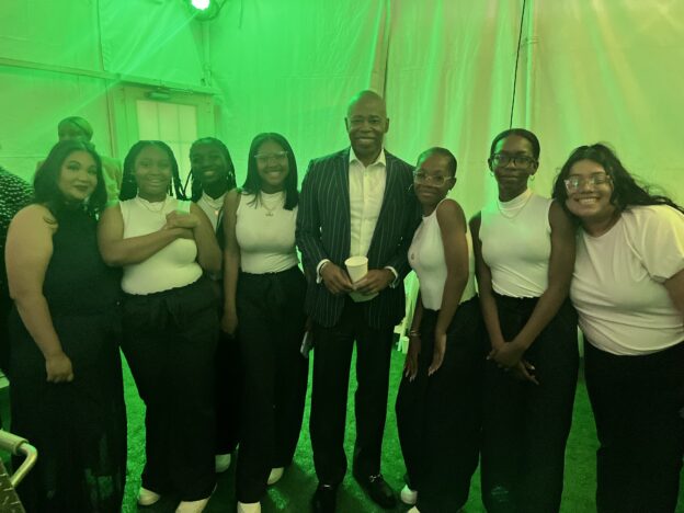 Mayor Eric Adams and the Elite Steppers of M.S. 289