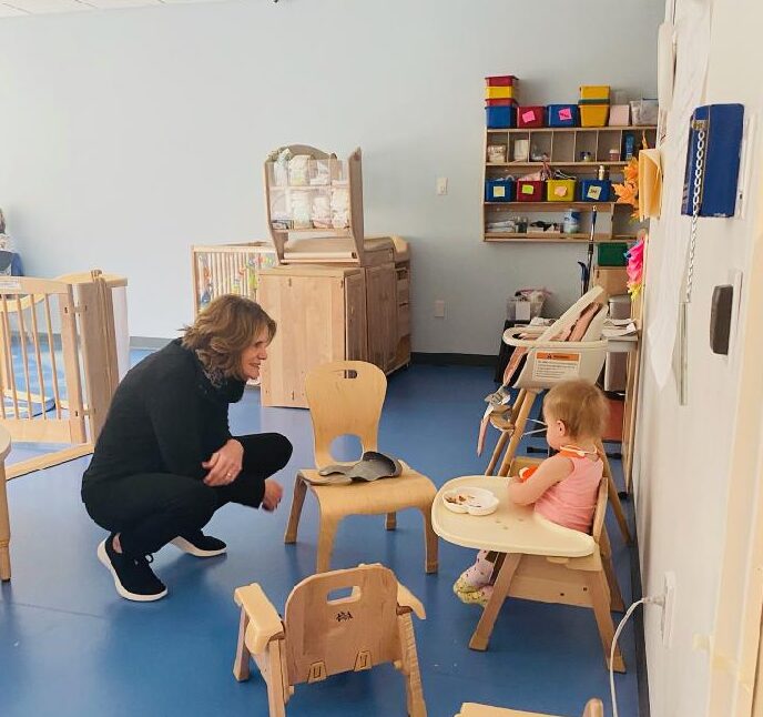 Child Center of NY CEO Traci Donnelly with a client of the Macari Perinatal Intensive Outpatient Program for families with postpartum depression and other challenges