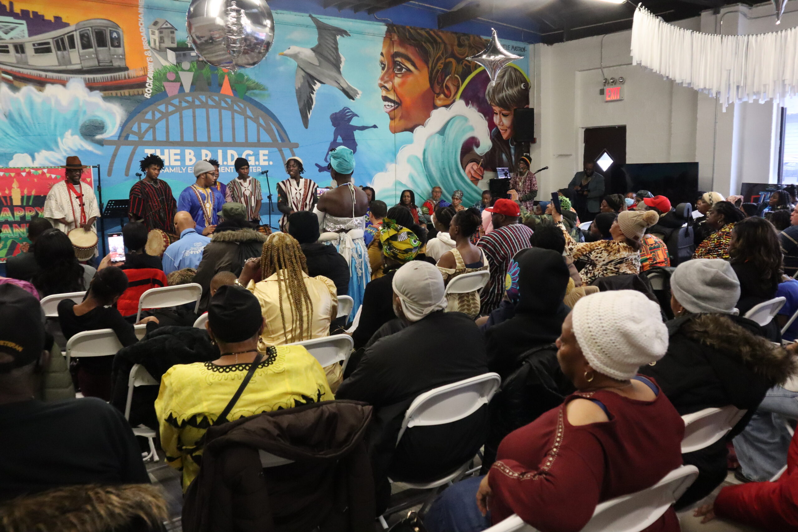 A large audience gathered for the Kwanzaa event.